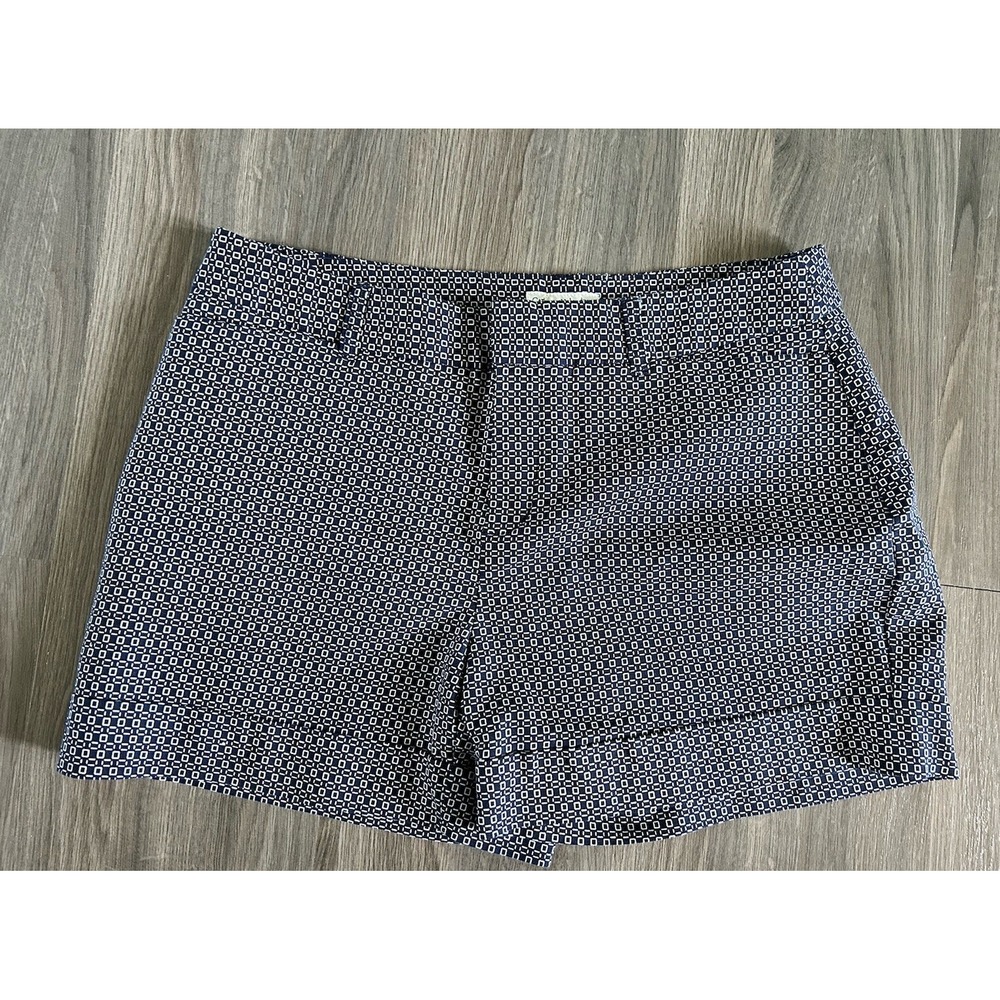 Catherine Malandrino Navy White sz 12 shorts Abstract Square Pattern Pockets